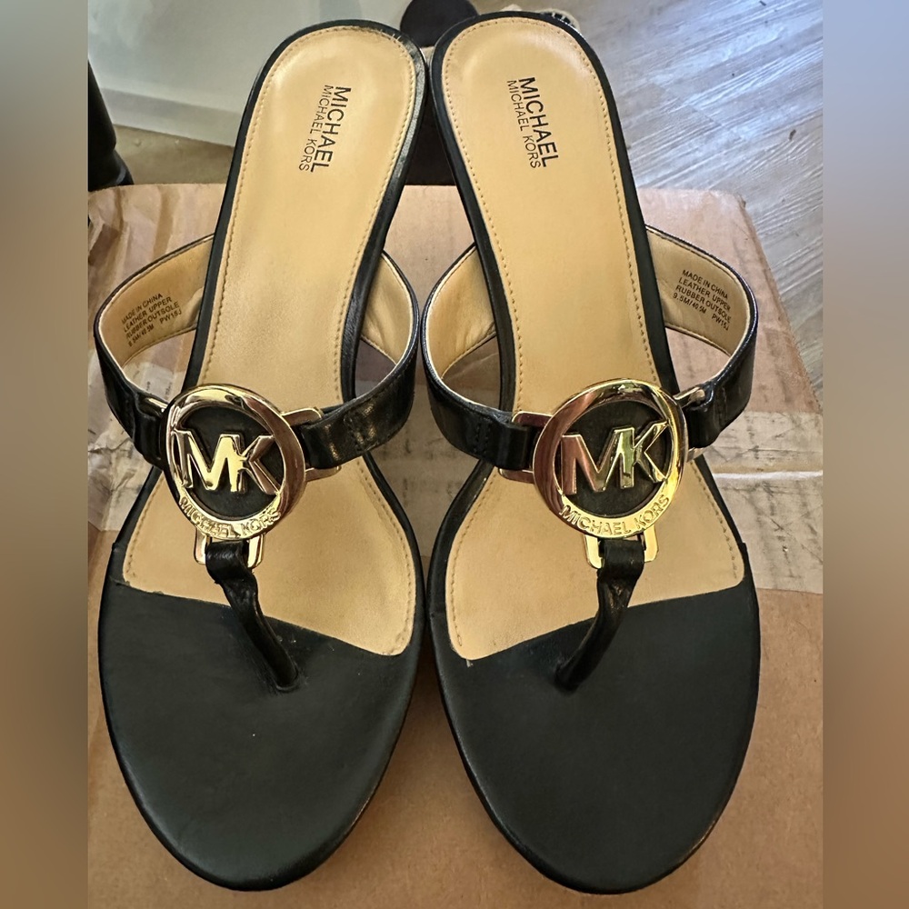 Michael Kors Black Leather Wedges